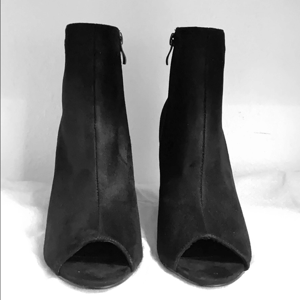 Black open toe booties